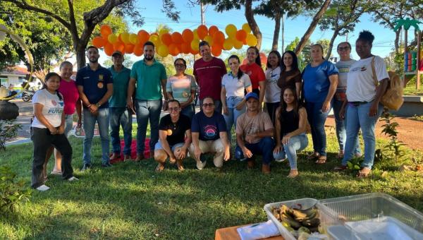 Prefeitura de Pequizeiro realiza ação educativa na Praça Leomar Campos em alusão ao Maio Laranja