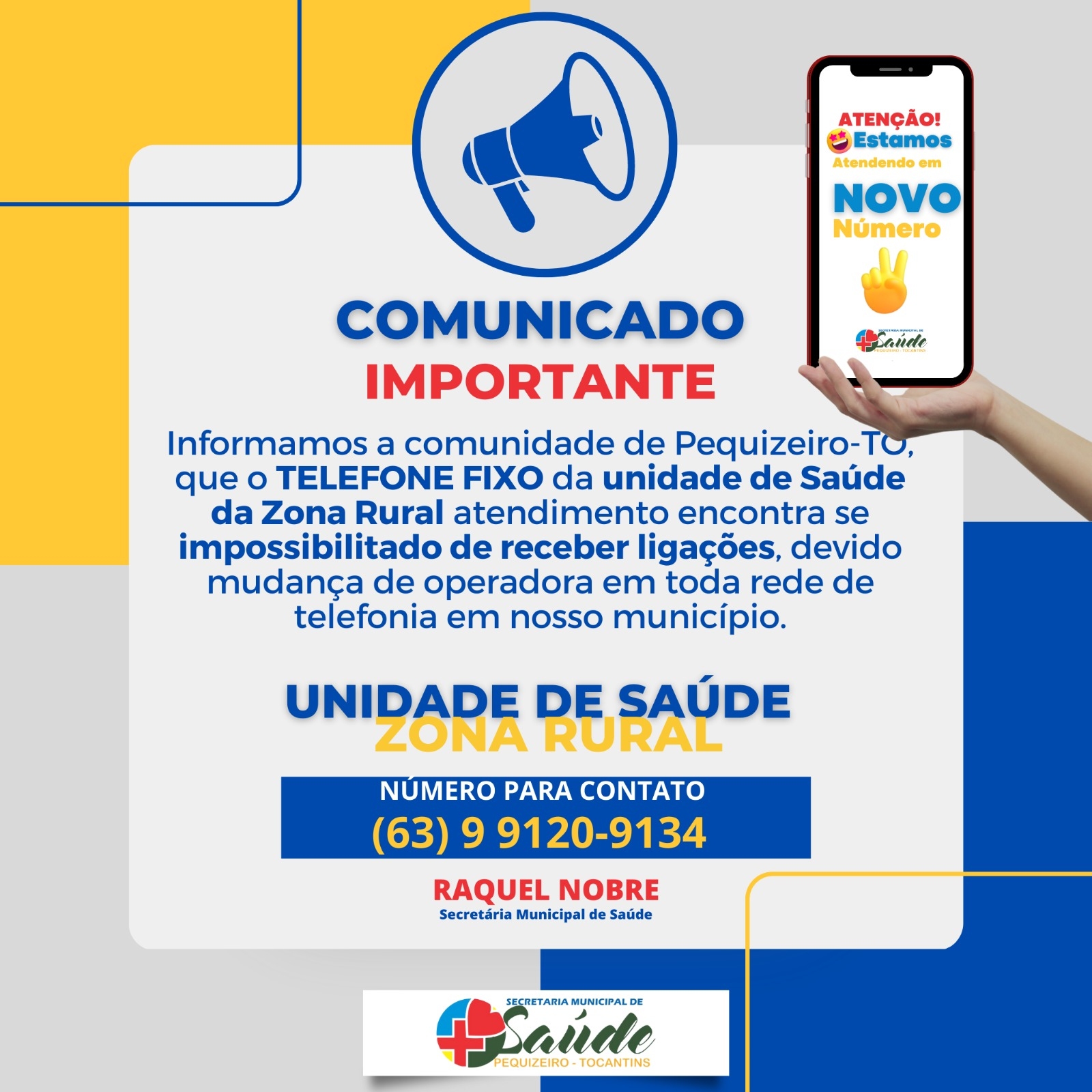 NOVO TELEFONE / UNIDADE DE SAÚDE